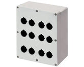 Elfin Push-button enclosure, 12 hole Ø 22, 170x205x100mm